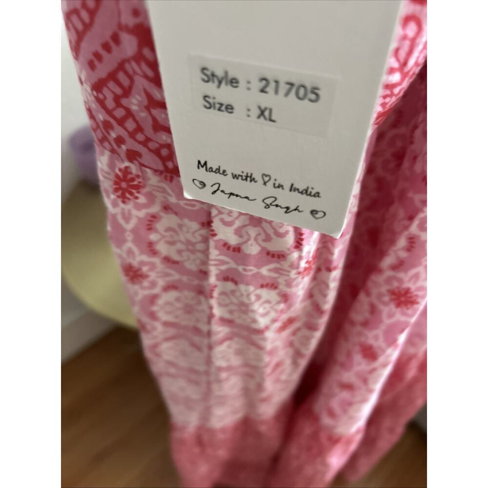Red Patchwork Cottage Picnic Maxi Dress Cotton Summer Beach Vacation  XL - Picture 8 of 10